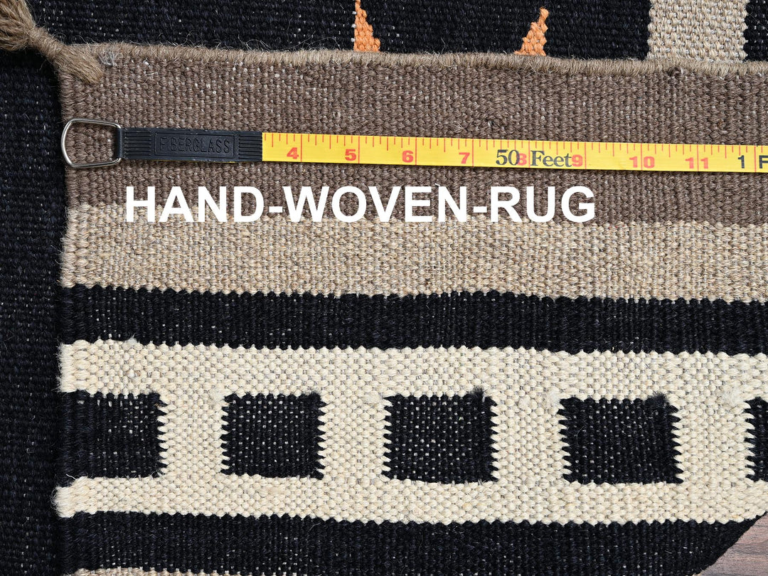 8'4" x 10'3" New Hand Woven Black Wool Rectangle Oriental Rug - MOA1022256