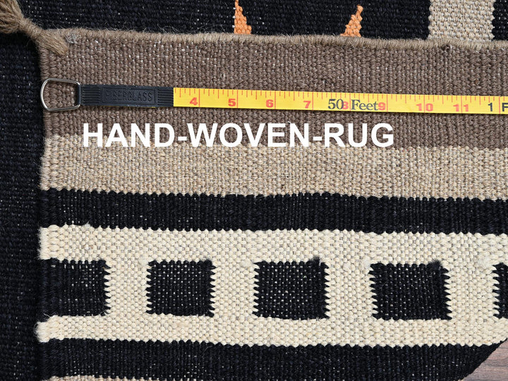 8'4" x 10'3" New Hand Woven Black Wool Rectangle Oriental Rug - MOA1022256