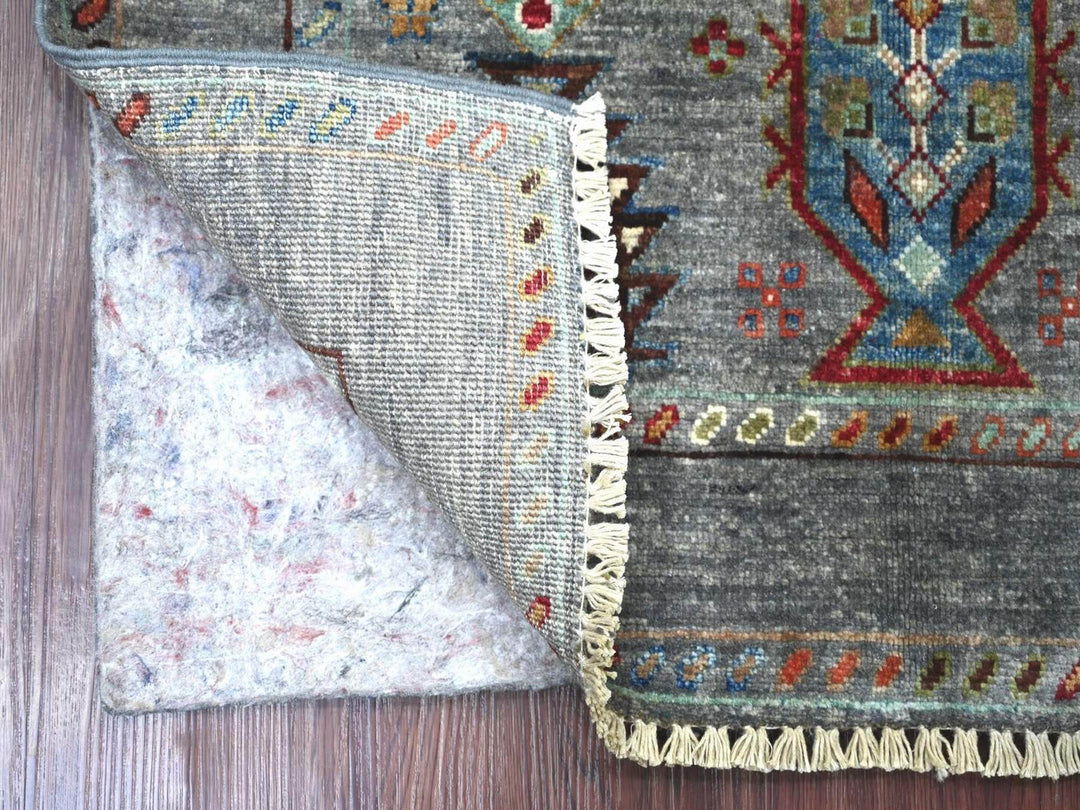 2'9" x 4'2" New Hand Knotted Grey Wool Rectangle Oriental Rug - MOA10222571