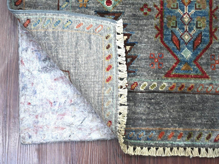2'9" x 4'2" New Hand Knotted Grey Wool Rectangle Oriental Rug - MOA10222571