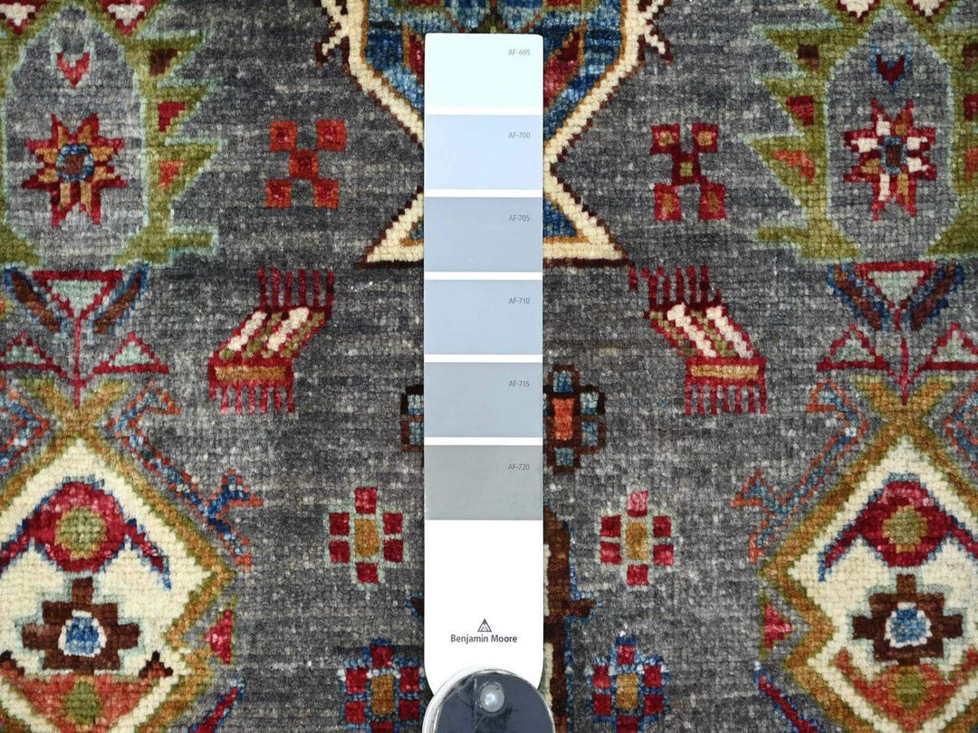 2'9" x 4'2" New Hand Knotted Grey Wool Rectangle Oriental Rug - MOA10222571