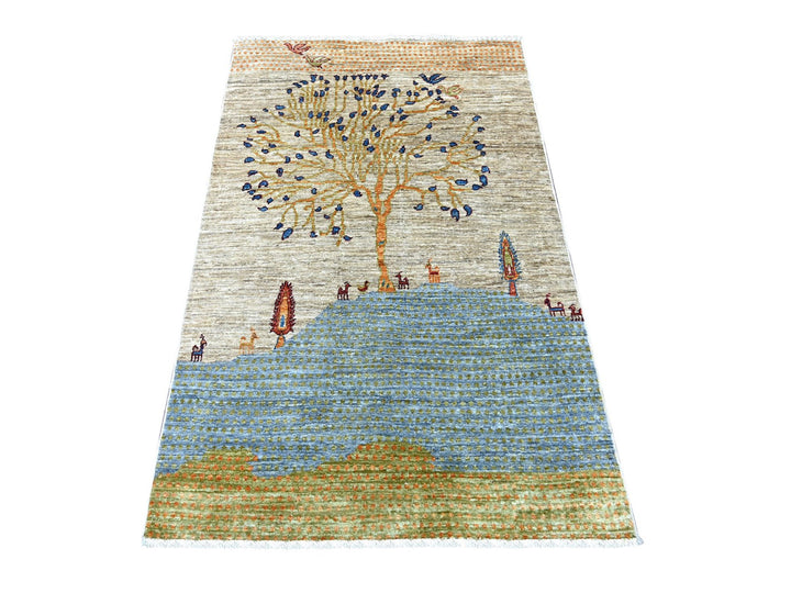 3'3" x 5'2" New Hand Knotted Ivory Wool Rectangle Oriental Rug - MOA10222574
