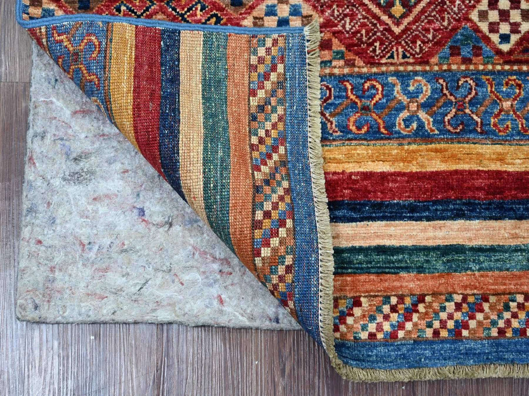 3'4" x 6'3" New Hand Knotted Multicolored Wool Runner Oriental Rug - MOA10222577