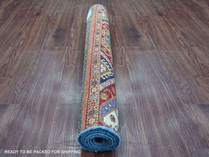 3'4" x 6'3" New Hand Knotted Multicolored Wool Runner Oriental Rug - MOA10222577