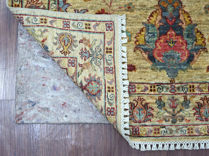 3'7" x 4'10" New Hand Knotted Ivory Wool Rectangle Oriental Rug - MOA10222578