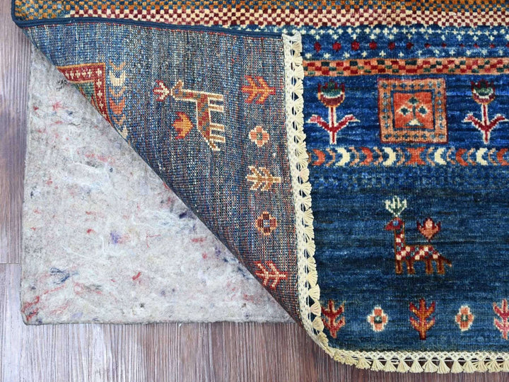 3'4" x 4'11" New Hand Knotted Blue Wool Rectangle Oriental Rug - MOA10222579