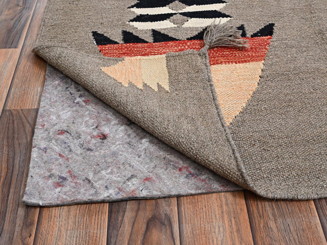 7'11" x 10'3" New Hand Woven Brown Wool Rectangle Oriental Rug - MOA1022257