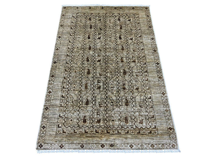 3'3" x 4'11" New Hand Knotted Brown Wool Rectangle Oriental Rug - MOA10222580