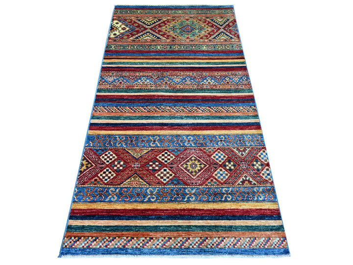 3'3" x 6'3" New Hand Knotted Multicolored Wool Runner Oriental Rug - MOA10222581