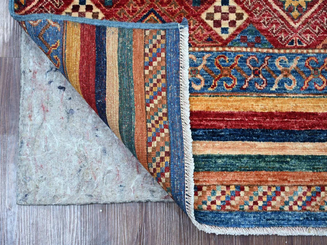 3'3" x 6'3" New Hand Knotted Multicolored Wool Runner Oriental Rug - MOA10222581