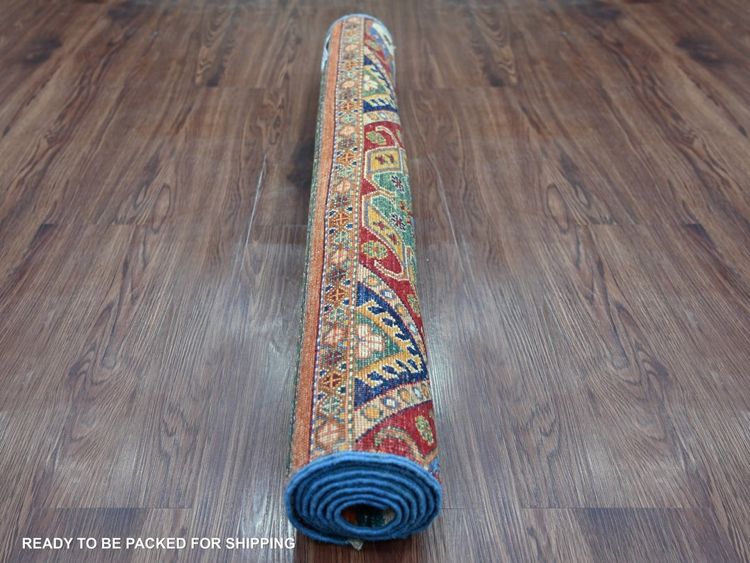 3'3" x 6'3" New Hand Knotted Multicolored Wool Runner Oriental Rug - MOA10222581