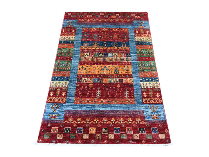 3'4" x 4'11" New Hand Knotted Red Wool Rectangle Oriental Rug - MOA10222582