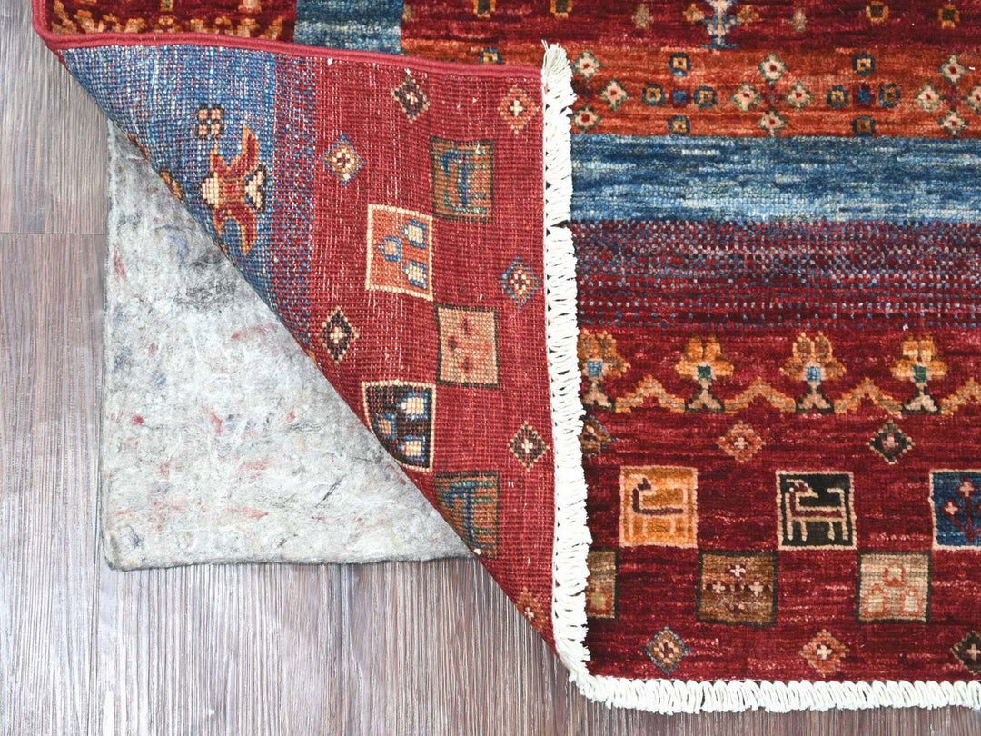 3'4" x 4'11" New Hand Knotted Red Wool Rectangle Oriental Rug - MOA10222582