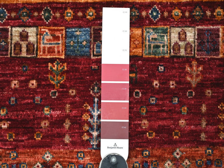 3'4" x 4'11" New Hand Knotted Red Wool Rectangle Oriental Rug - MOA10222582