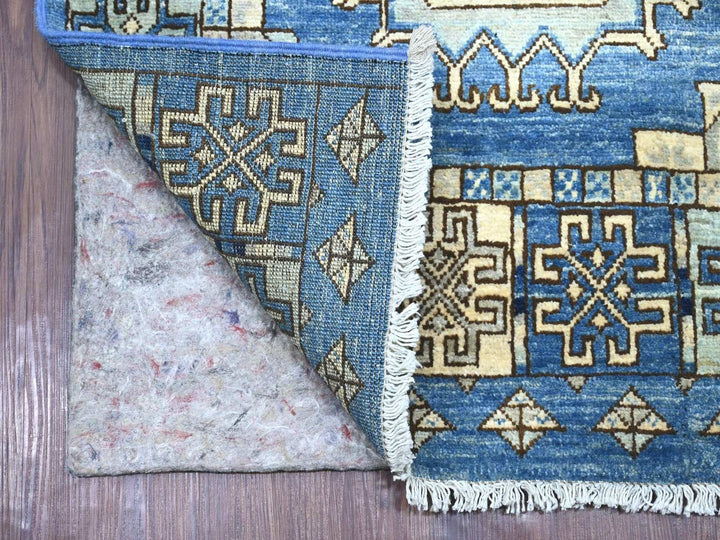 2'11" x 19'0" New Hand Knotted Blue Wool Runner Oriental Rug - MOA10222584