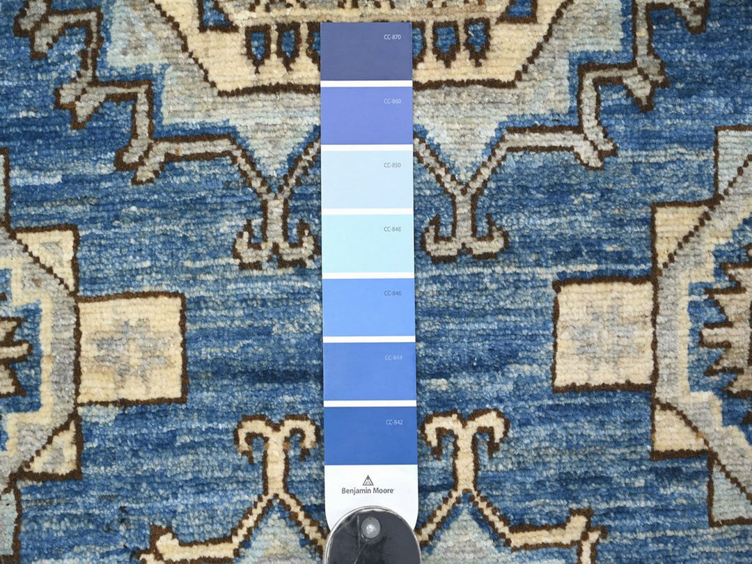 2'11" x 19'0" New Hand Knotted Blue Wool Runner Oriental Rug - MOA10222584