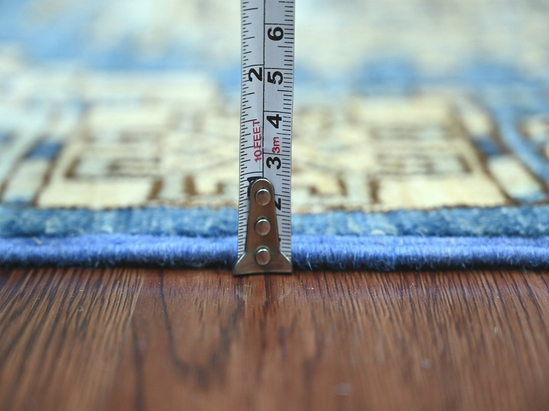 2'11" x 19'0" New Hand Knotted Blue Wool Runner Oriental Rug - MOA10222584