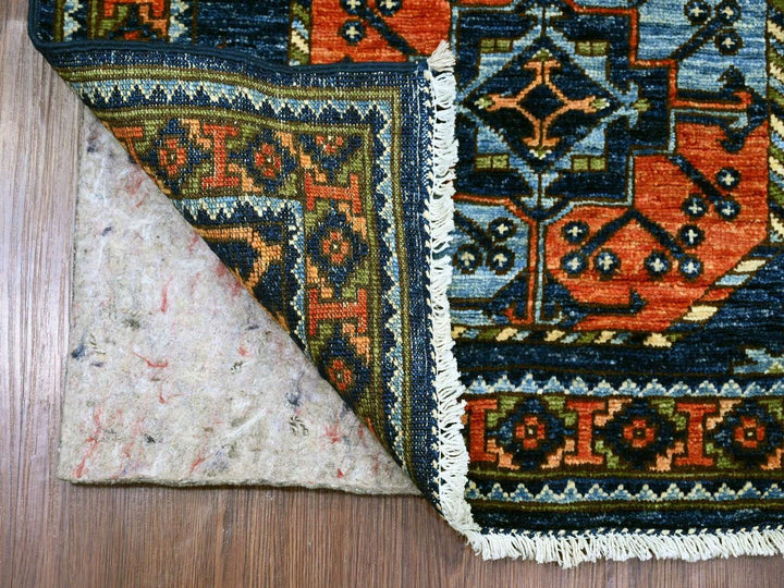 2'6" x 6'3" New Hand Knotted Blue Wool Runner Oriental Rug - MOA10222585