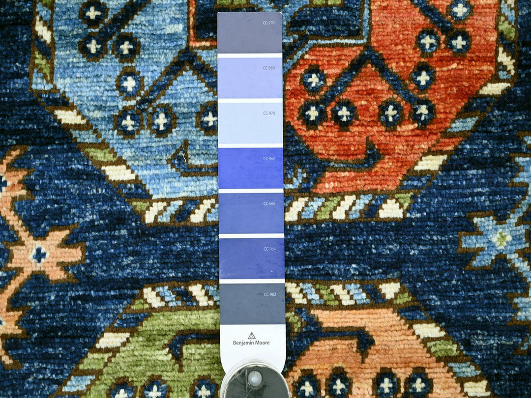 2'6" x 6'3" New Hand Knotted Blue Wool Runner Oriental Rug - MOA10222585