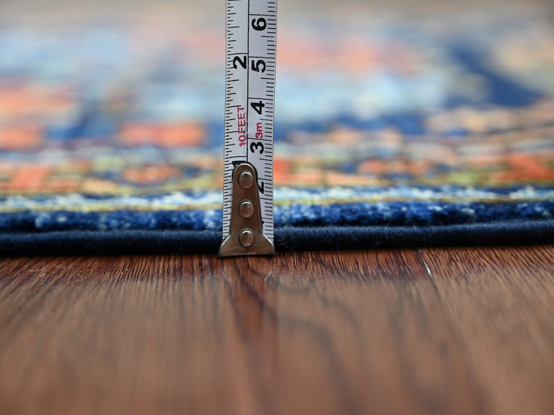 2'6" x 6'3" New Hand Knotted Blue Wool Runner Oriental Rug - MOA10222585