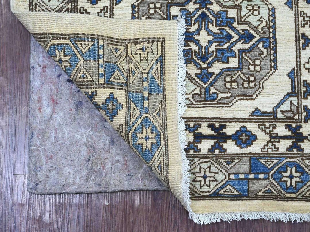 2'8" x 8'0" New Hand Knotted Ivory Wool Runner Oriental Rug - MOA10222587