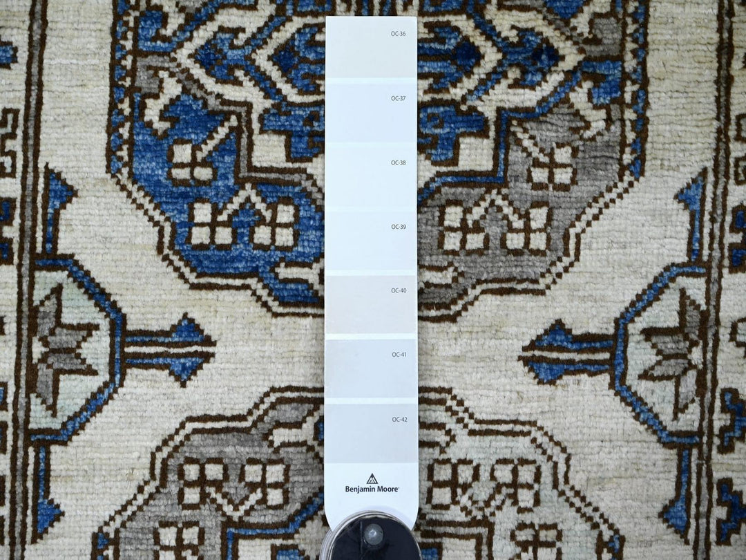 2'8" x 8'0" New Hand Knotted Ivory Wool Runner Oriental Rug - MOA10222587