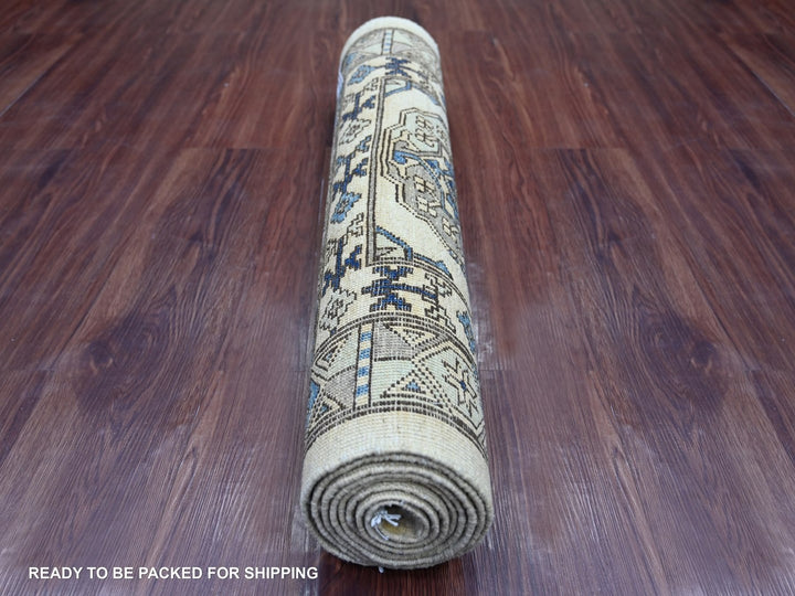 2'8" x 8'0" New Hand Knotted Ivory Wool Runner Oriental Rug - MOA10222587