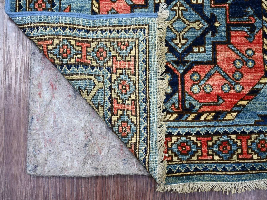 2'6" x 11'11" New Hand Knotted Blue Wool Runner Oriental Rug - MOA10222588