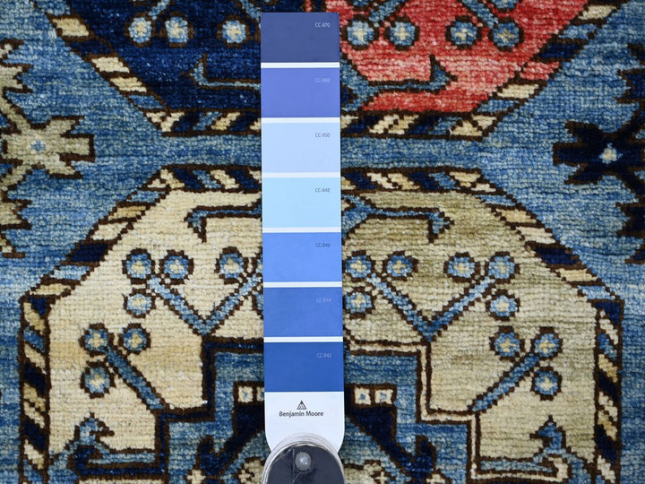 2'6" x 11'11" New Hand Knotted Blue Wool Runner Oriental Rug - MOA10222588