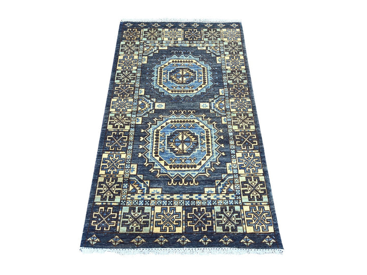 2'11" x 4'10" New Hand Knotted Grey Wool Rectangle Oriental Rug - MOA10222589