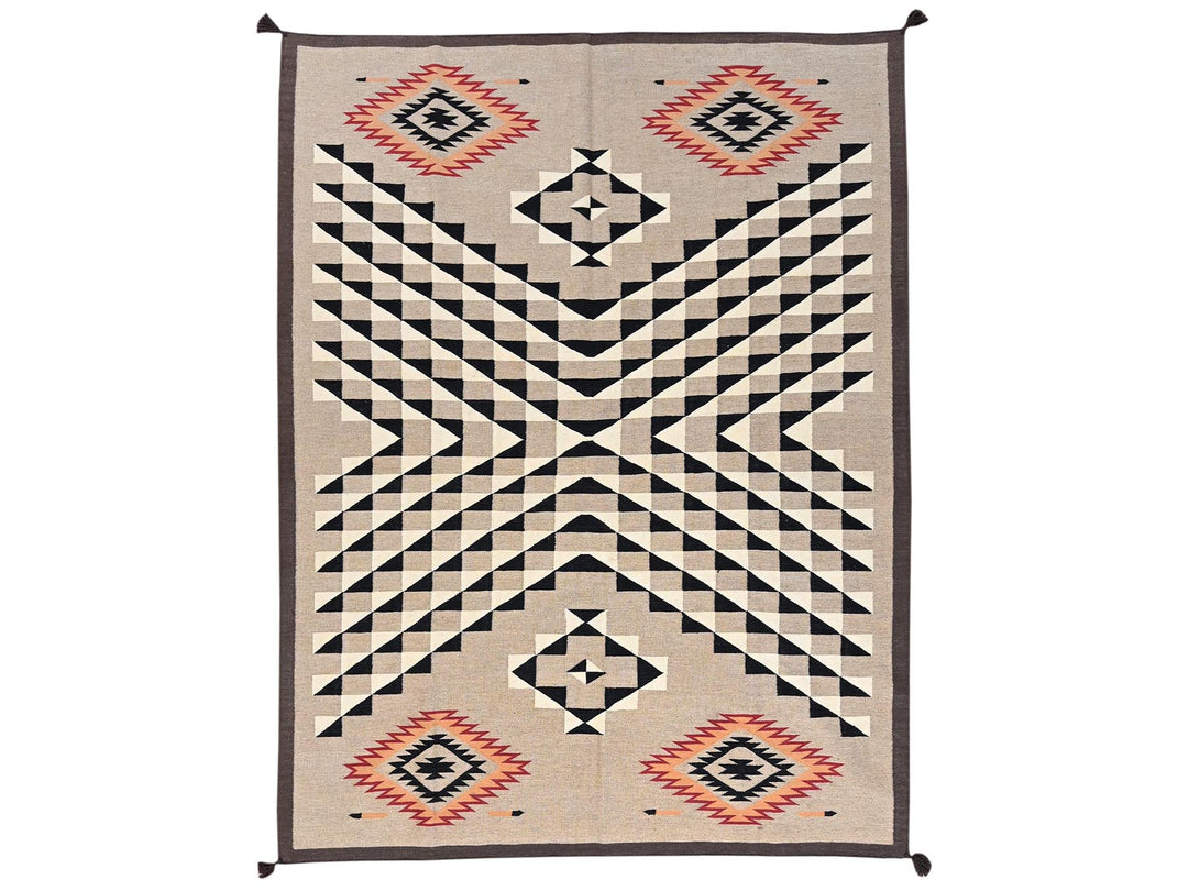 7'11" x 9'11" New Hand Woven Brown Wool Rectangle Oriental Rug - MOA1022258