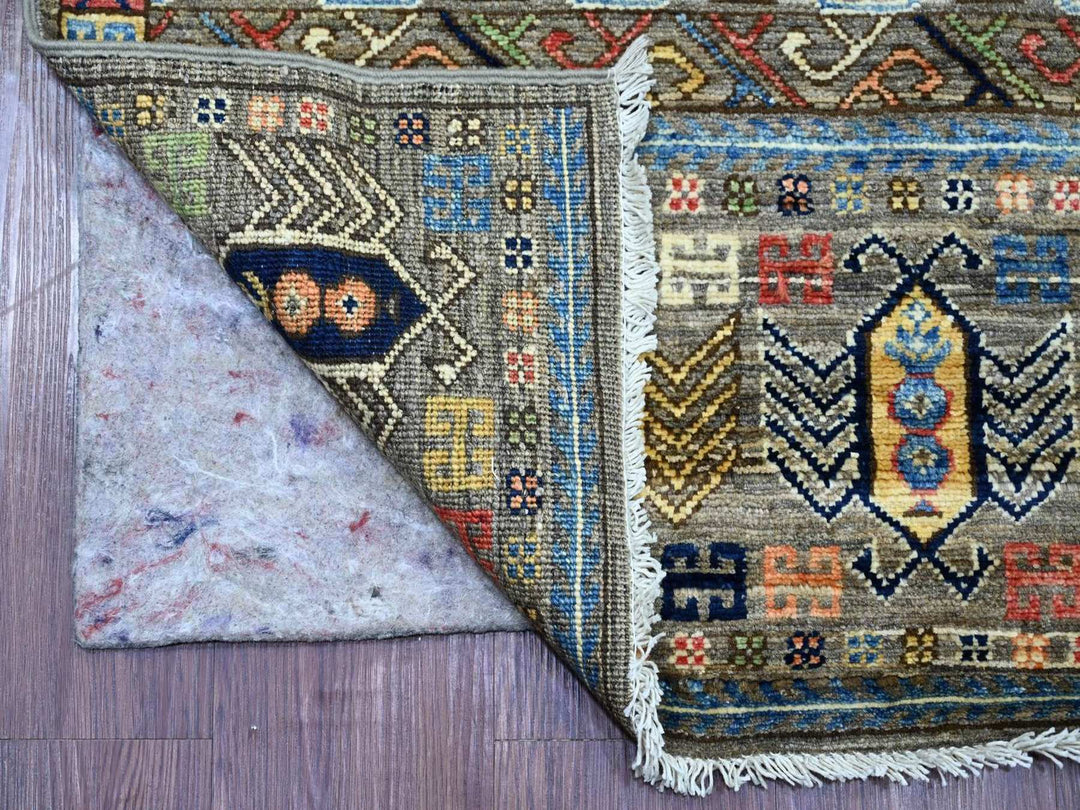 2'7" x 11'8" New Hand Knotted Grey Wool Runner Oriental Rug - MOA10222590