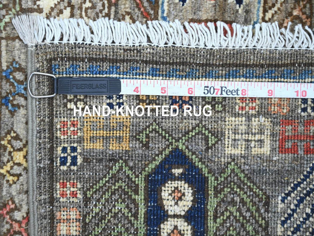 2'7" x 11'8" New Hand Knotted Grey Wool Runner Oriental Rug - MOA10222590