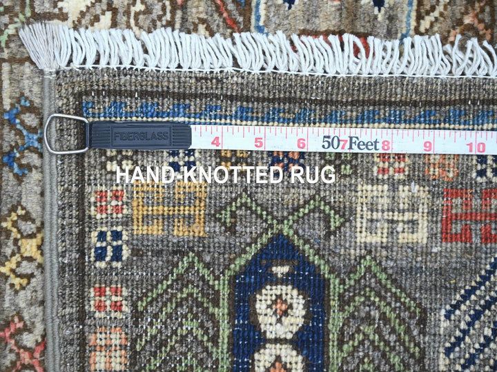 2'7" x 11'8" New Hand Knotted Grey Wool Runner Oriental Rug - MOA10222590