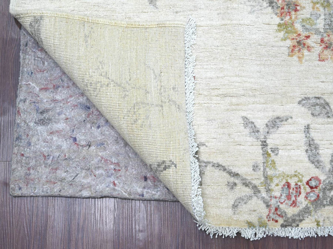 6'3" x 8'8" New Hand Knotted Ivory Wool Rectangle Oriental Rug - MOA10222591