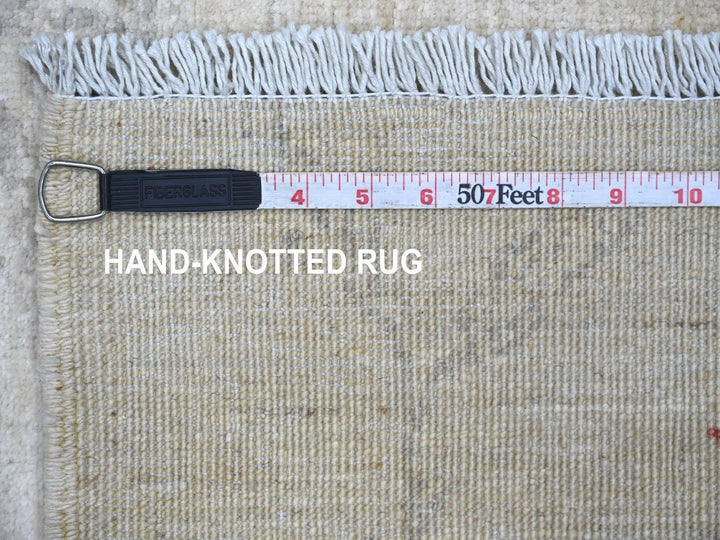 6'3" x 8'8" New Hand Knotted Ivory Wool Rectangle Oriental Rug - MOA10222591