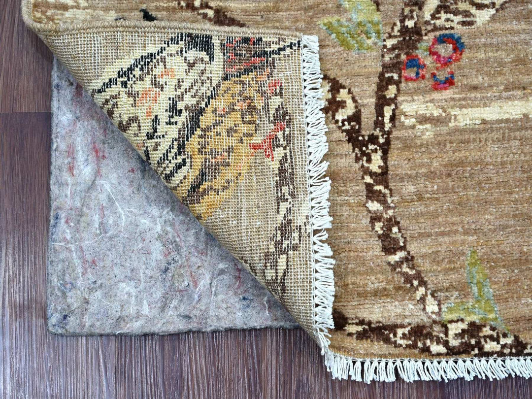 1'11" x 3'1" New Hand Knotted Brown Wool Rectangle Oriental Rug - MOA10222592