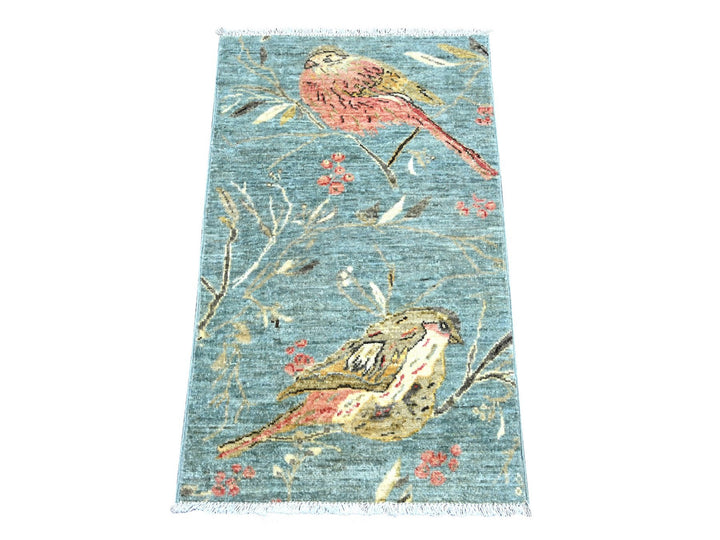 2'0" x 3'3" New Hand Knotted Grey Wool Rectangle Oriental Rug - MOA10222593