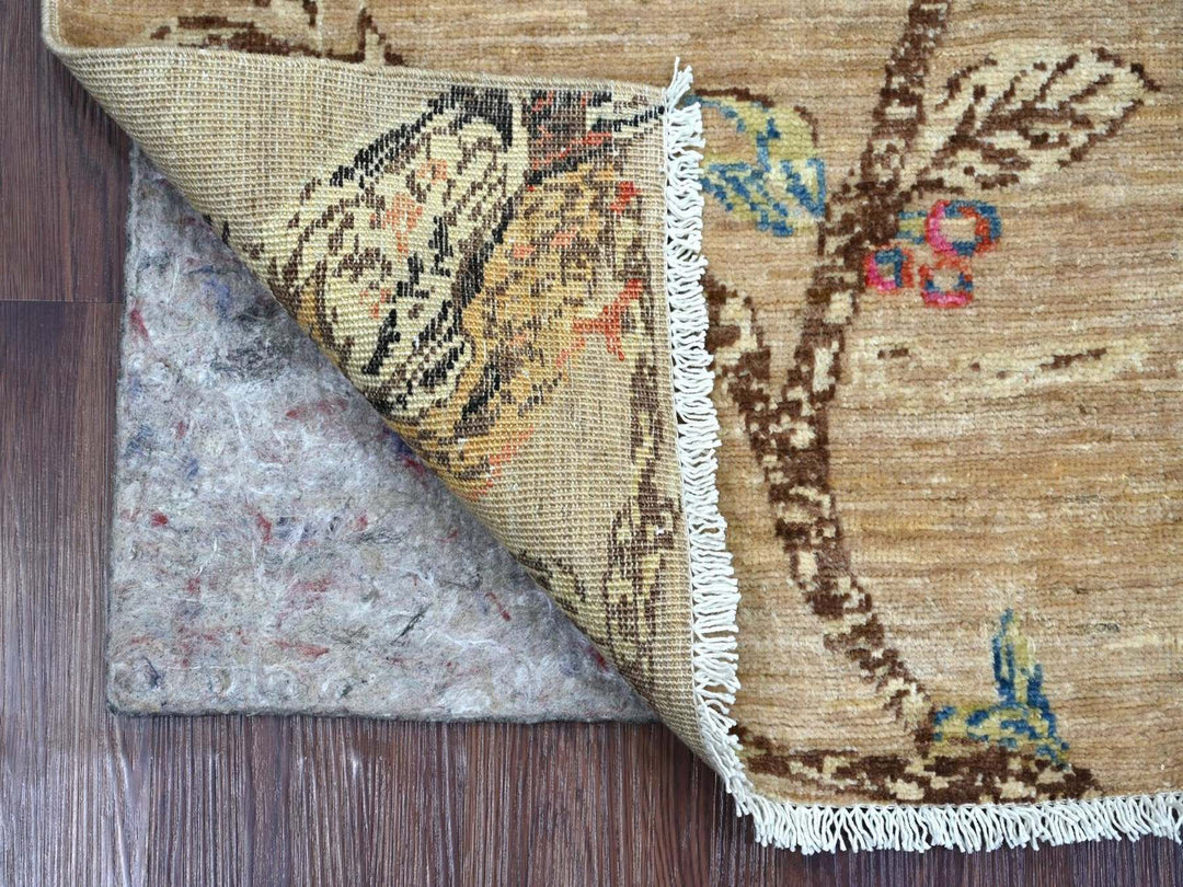 2'0" x 2'11" New Hand Knotted Brown Wool Rectangle Oriental Rug - MOA10222594