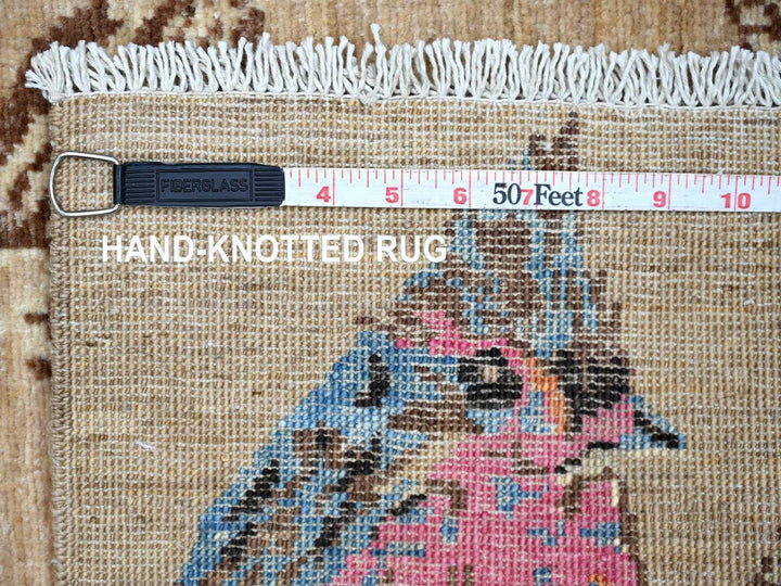 2'0" x 2'11" New Hand Knotted Brown Wool Rectangle Oriental Rug - MOA10222594
