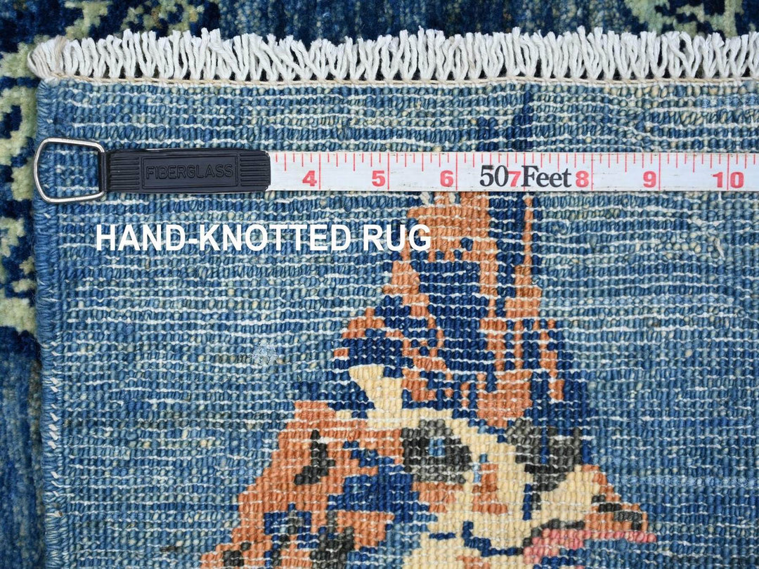 2'0" x 3'0" New Hand Knotted Blue Wool Rectangle Oriental Rug - MOA10222595