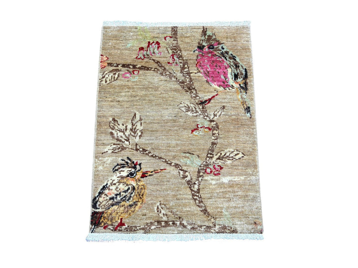 2'1" x 2'10" New Hand Knotted Brown Wool Rectangle Oriental Rug - MOA10222597