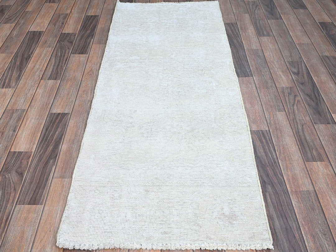 2'2" x 5'10" Vintage Hand Knotted Ivory Wool Runner Oriental Rug - MOA102225