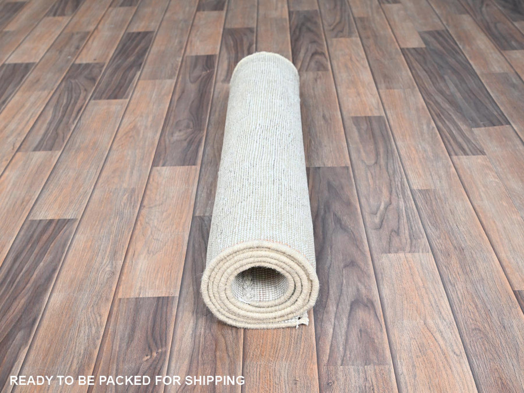 2'2" x 5'10" Vintage Hand Knotted Ivory Wool Runner Oriental Rug - MOA102225