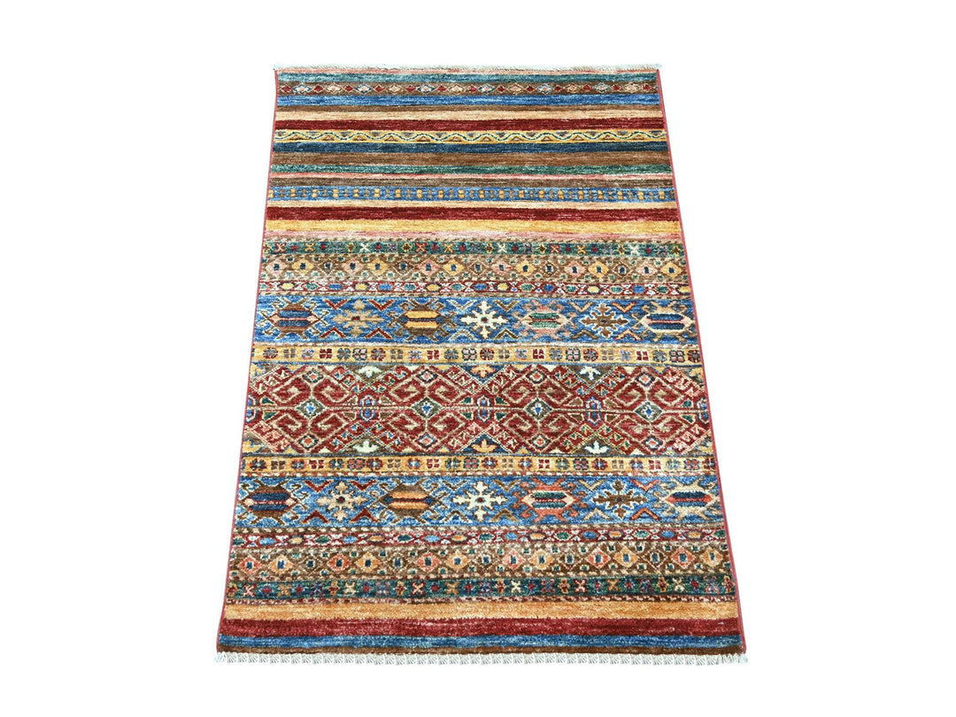 2'8" x 3'9" New Hand Knotted Multicolored Wool Rectangle Oriental Rug - MOA10222601