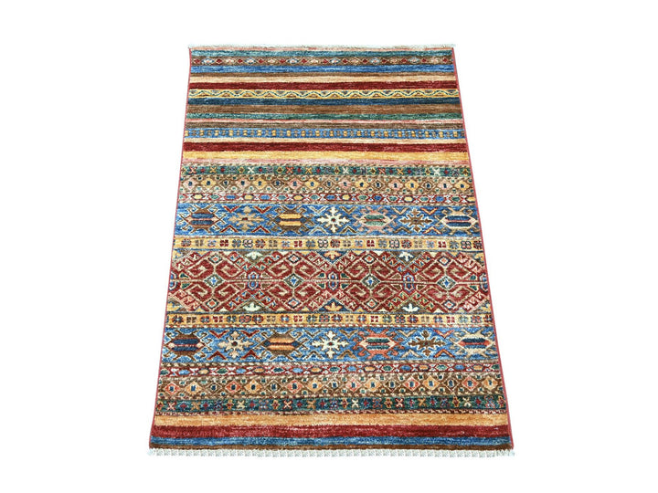 2'8" x 3'9" New Hand Knotted Multicolored Wool Rectangle Oriental Rug - MOA10222601