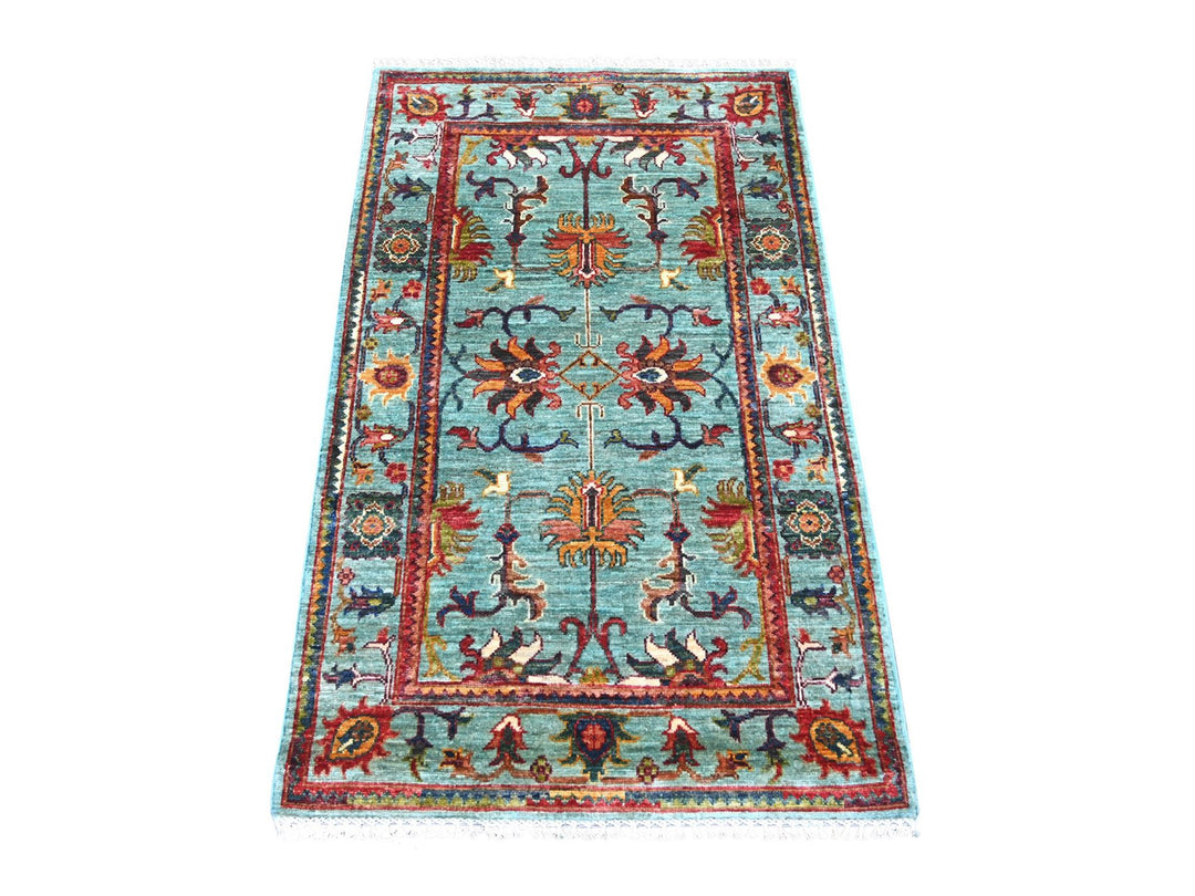 2'8" x 4'5" New Hand Knotted Blue Wool Rectangle Oriental Rug - MOA10222603