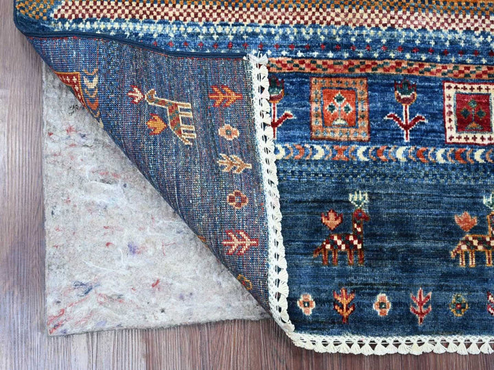 3'2" x 4'11" New Hand Knotted Blue Wool Rectangle Oriental Rug - MOA10222605
