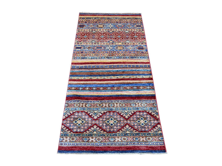 2'8" x 5'7" New Hand Knotted Multicolored Wool Runner Oriental Rug - MOA10222606