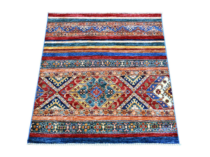 3'5" x 3'7" New Hand Knotted Multicolored Wool Square Oriental Rug - MOA10222607